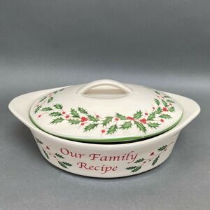 Spode Christmas Our Family Recipe‎ Covered Serving Dish with Lid 64 oz Oven Safe